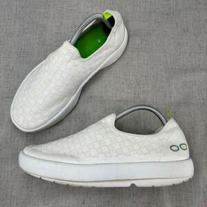 OOFOS OOmg Eezee Low Shoes White Checker Canvas Recovery Sneaker‎ Women Size 11